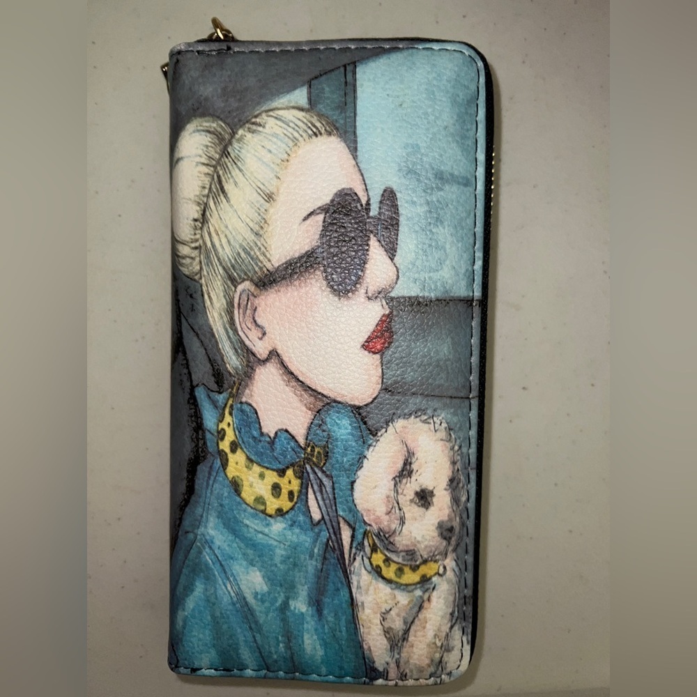 💵 New! Woman & Puppy Zip Around Long Wallet